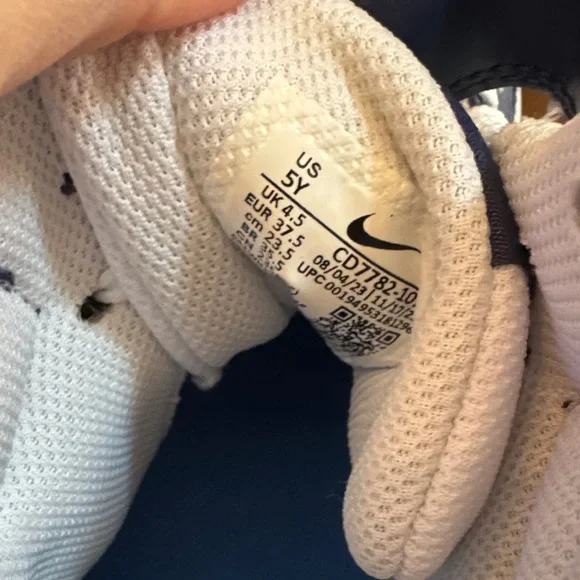 Nike Kids Navy and White High-Top Sneakers - Picture 3 of 4